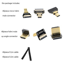 Load image into Gallery viewer, CYFPV Micro HDMI Mini HDMI 90 degree Adapter FPC Ribbon Flat HDMI Cable Pitch 20pin Plug Connector HDMI Adapter HDMI Cable
